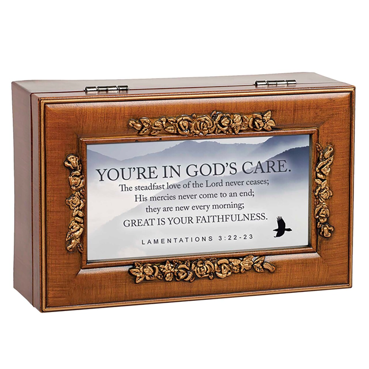 Edge Collection - 6" x 4 "x 2.62" - Brown - Elegant Musical Keepsake Box with Photo Frame - 1 Piece